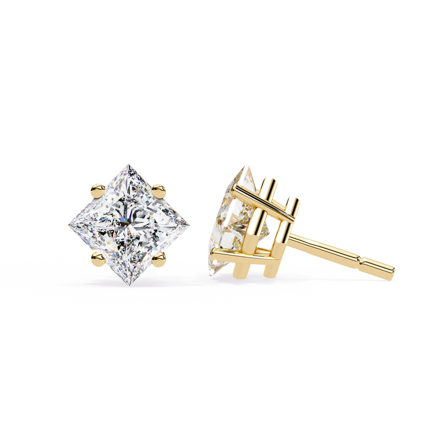 celebrate modern brilliance with the princess cut diamond stud earrings from finora signature sparkle.