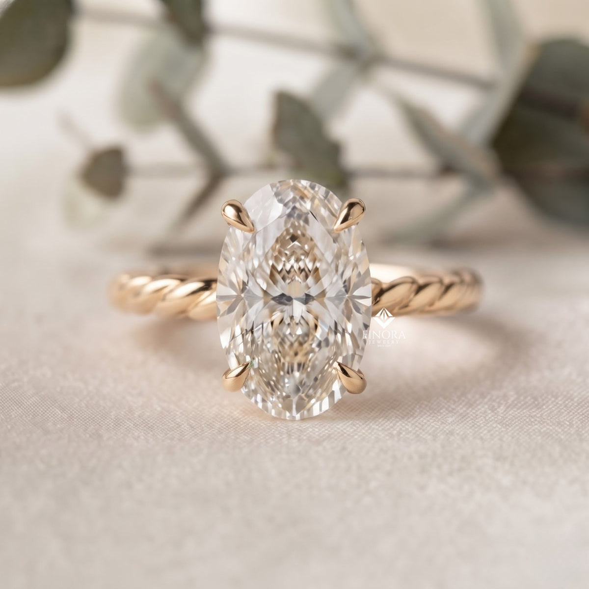 twisted band oval ring – luxury handmade gold jewelry – timeless engagement ring