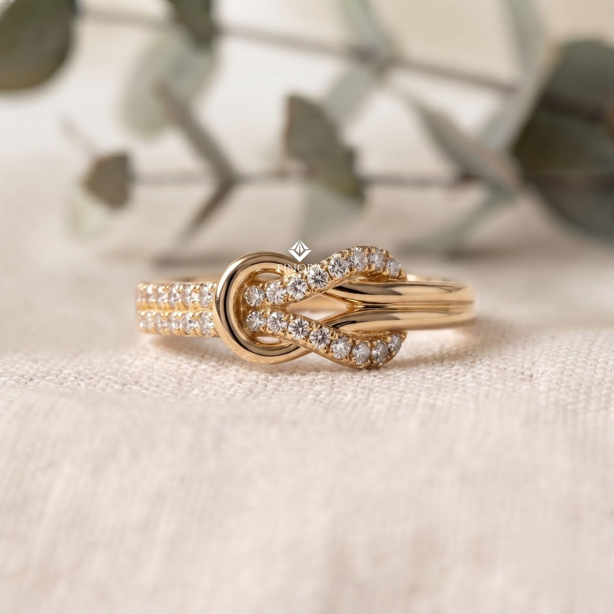 love knot diamond ring – infinity knot engagement band (10k-18k gold, sterling silver)