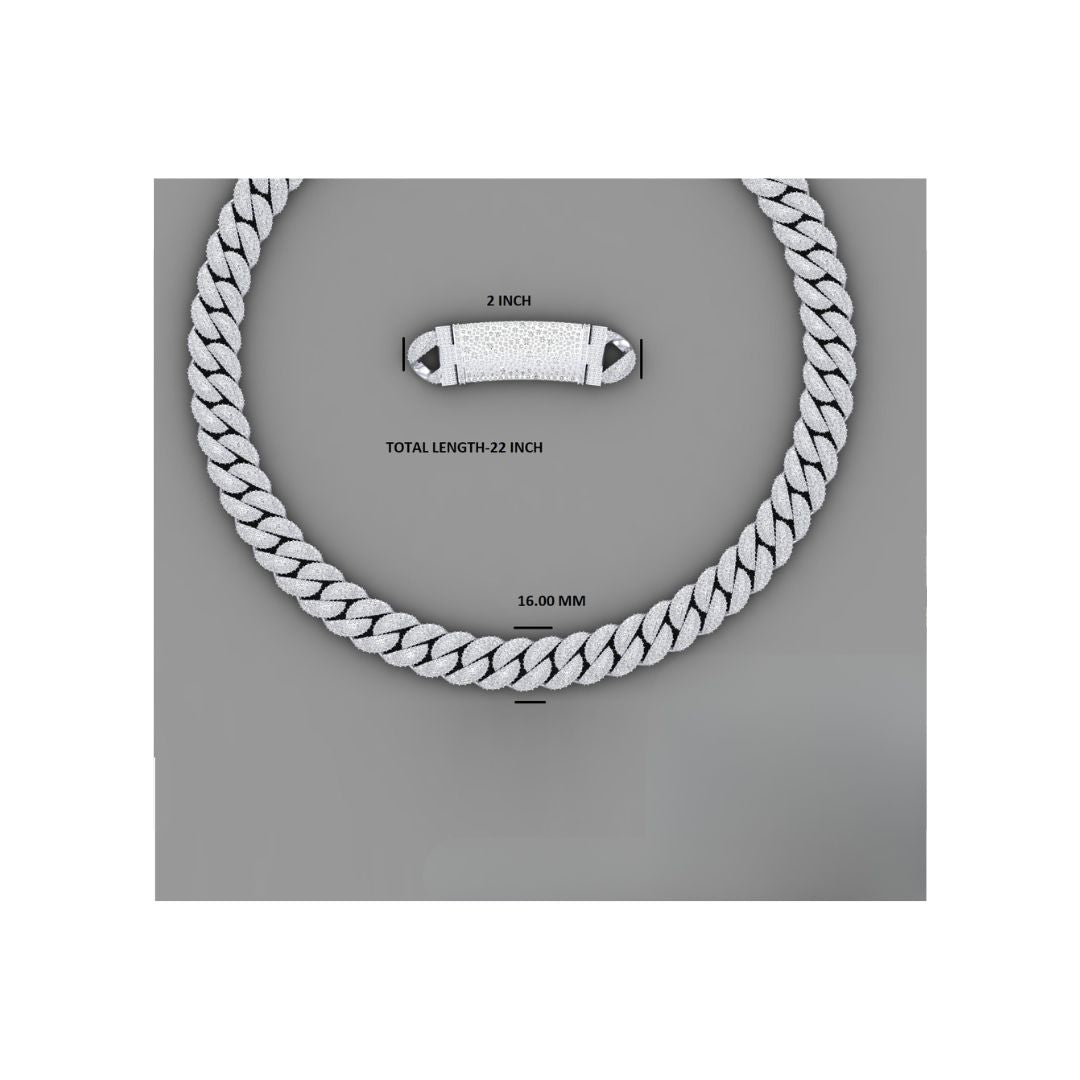 16mm moissanite silver miami cuban link chain - 22-inch heavyweight choker