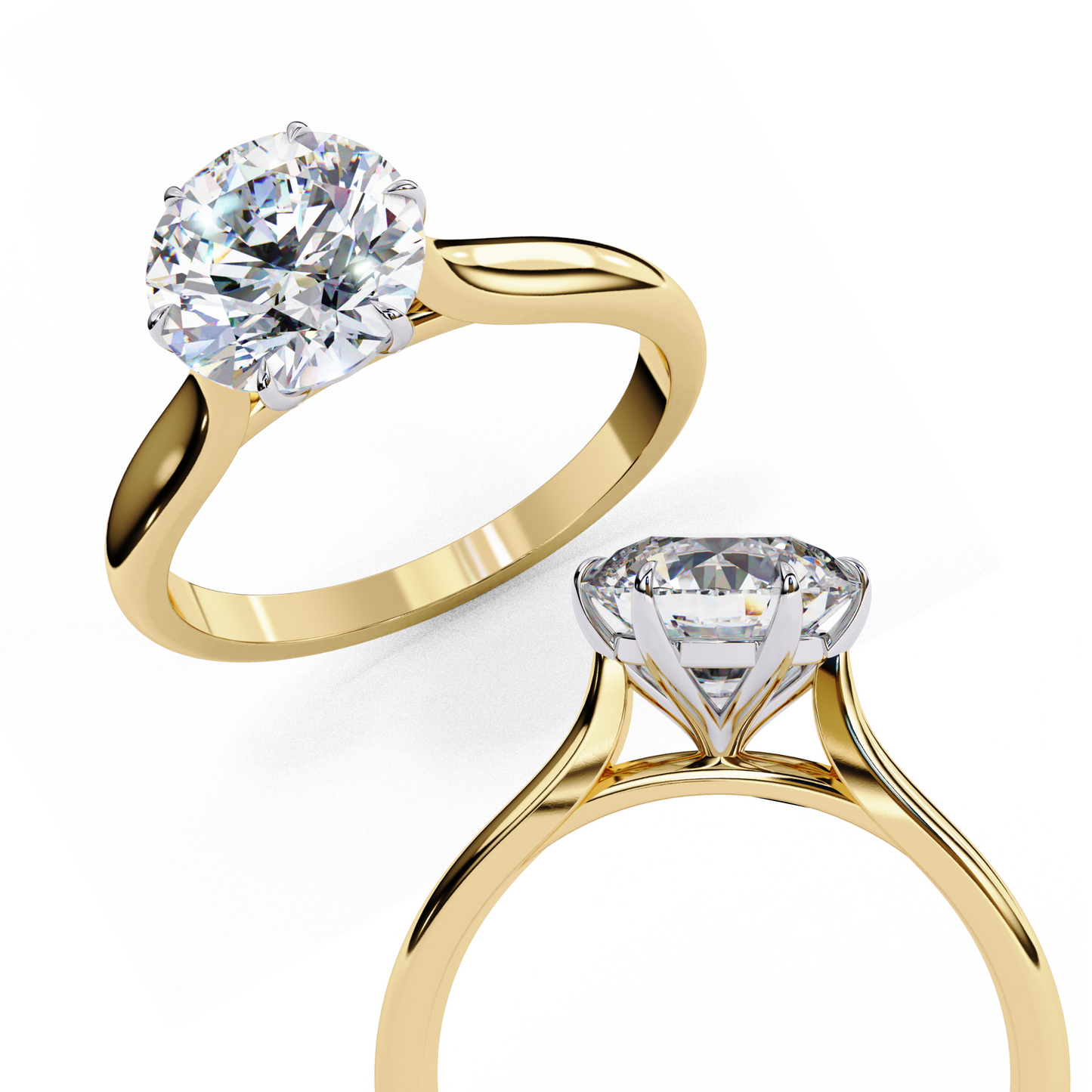 round brilliant cut moissanite solitaire engagement ring – classic ring in 925 silver, 10k & 14k white, yellow, rose gold, or platinum | finora jewelry