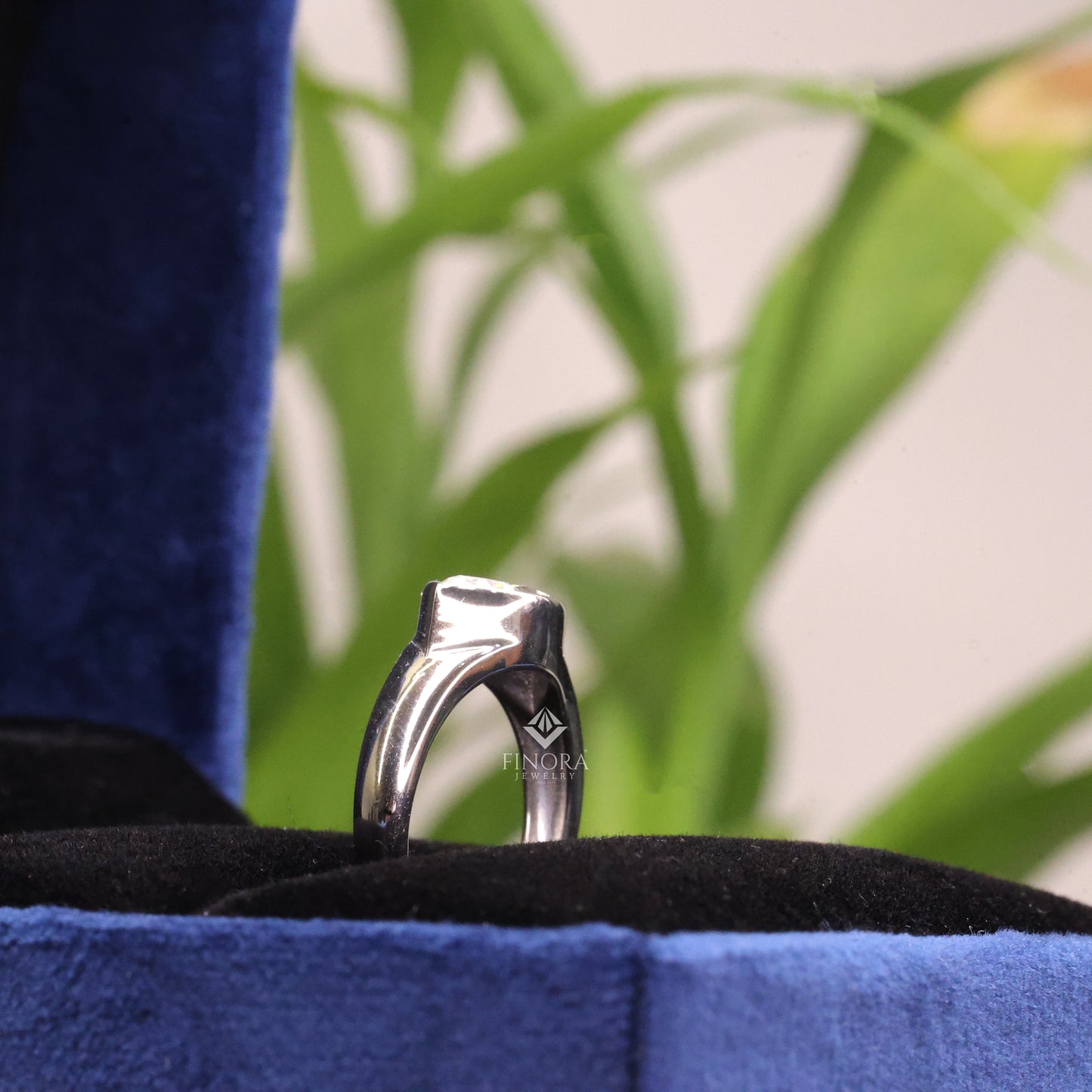 marquise cut moissanite solitaire engagement ring, modern bezel set – finora jewelry