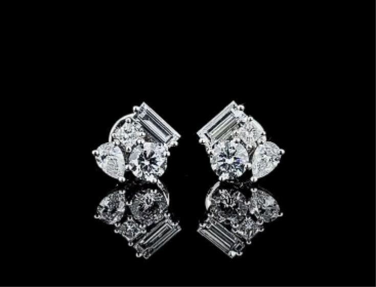 multi-cut cluster stud earrings