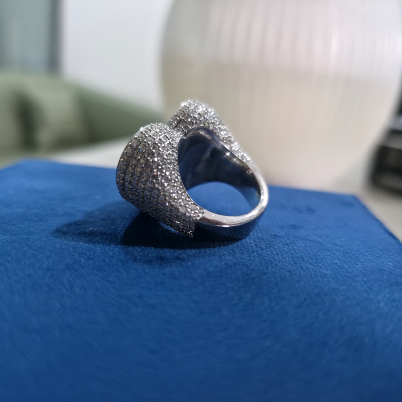 custom heart “r” initial moissanite diamond ring – iced out personalized ring | finora jewelry