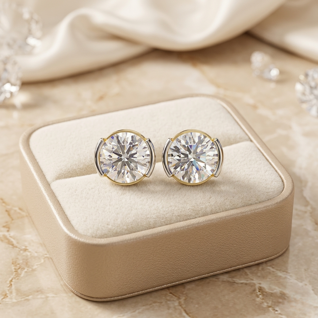 timeless radiance modern round moissanite stud earrings – finora jewelry