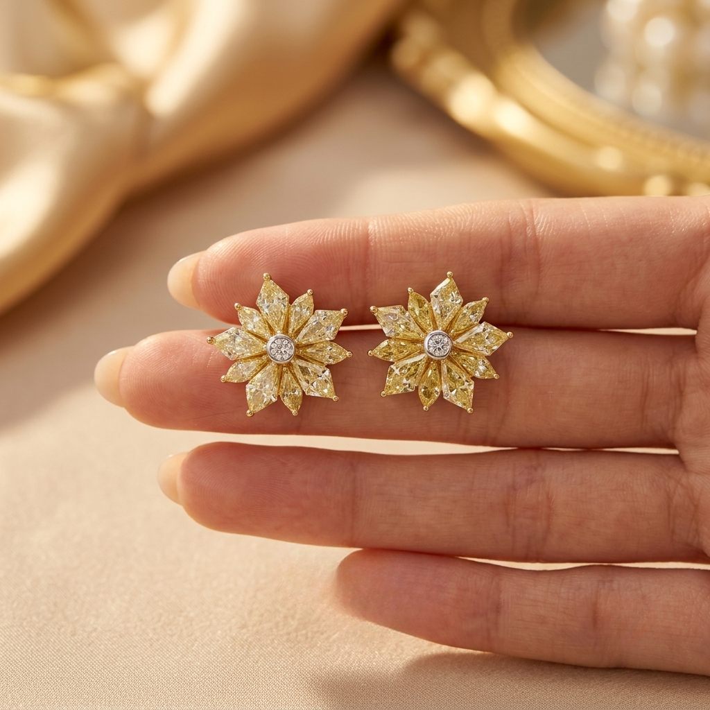 sunflower crystal earrings
