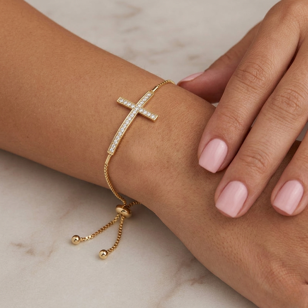liora petite cross diamond bracelet – finora jewelry