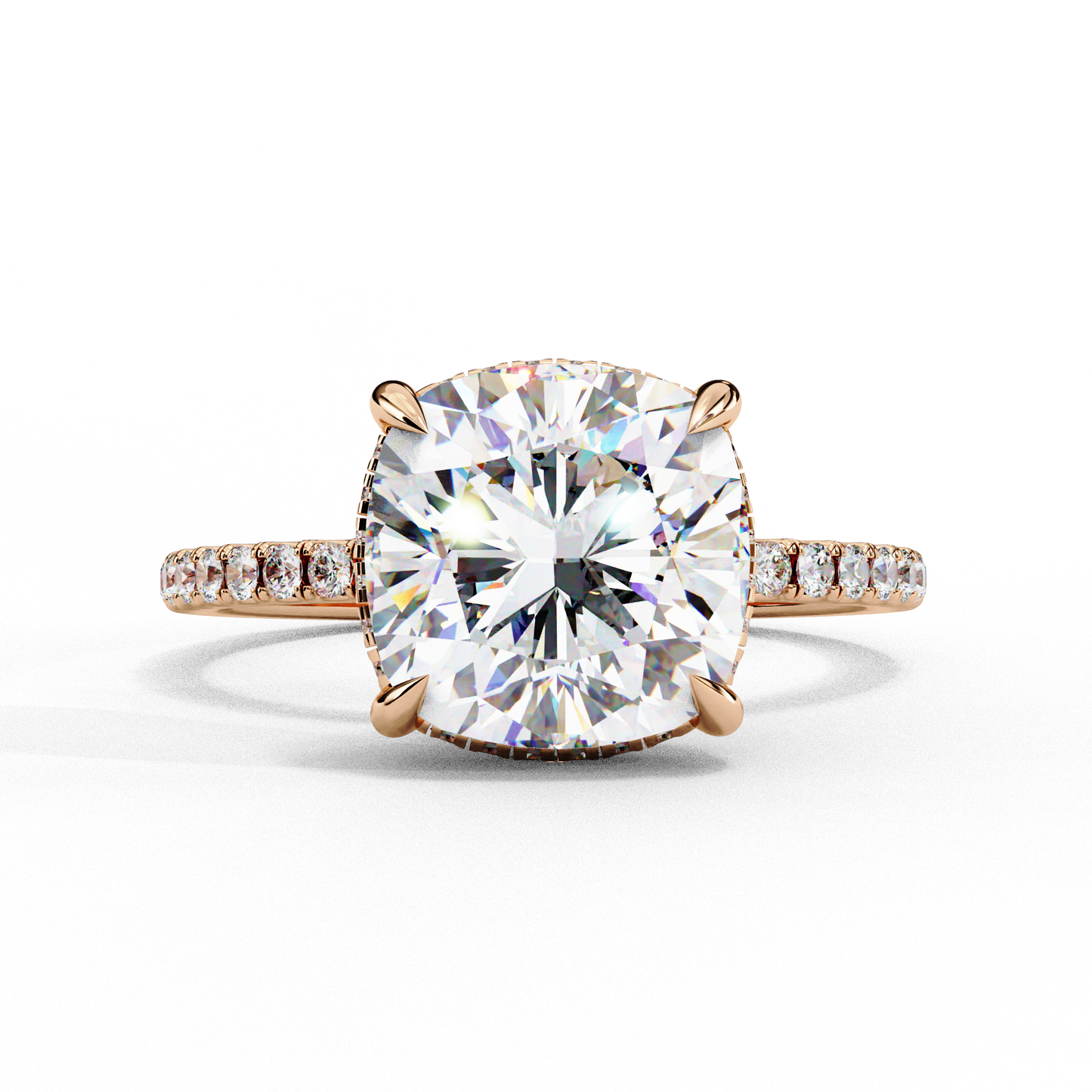 cushion cut moissanite engagement ring – pavé band – anniversary ring for her – 925 silver / 10k & 14k gold / platinum | finora jewelry
