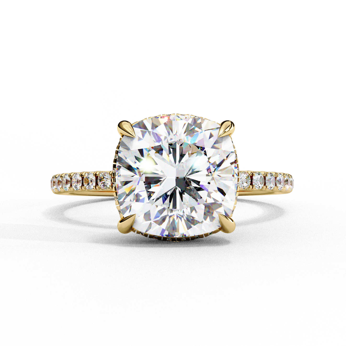 cushion cut moissanite engagement ring – pavé band – anniversary ring for her – 925 silver / 10k & 14k gold / platinum | finora jewelry