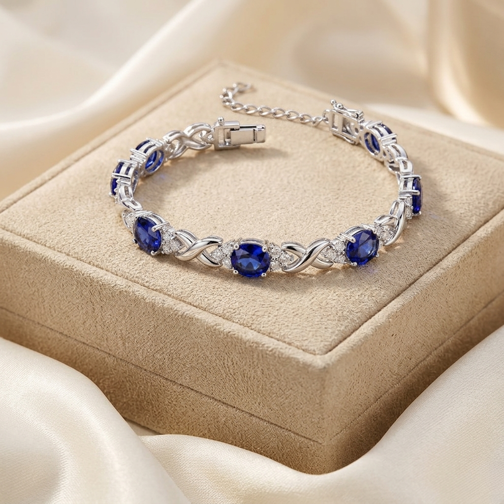 celeste sapphire & moissanite twist bracelet – finora jewelry