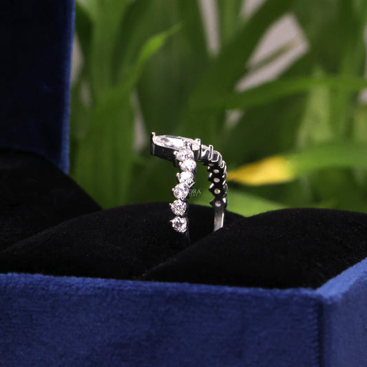 Pear Cut Diamond Engagement Ring with Accent Band – Finora Jewelry