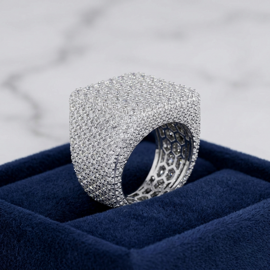 Iced Square Top Cluster Diamond Ring – Statement Piece by Finora Jewelry