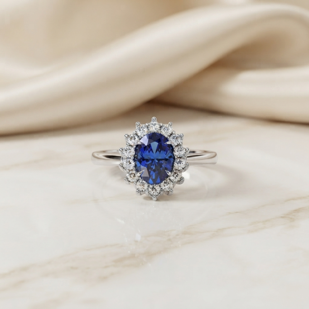 blue sapphire engagement ring | sapphire diamond engagement ring