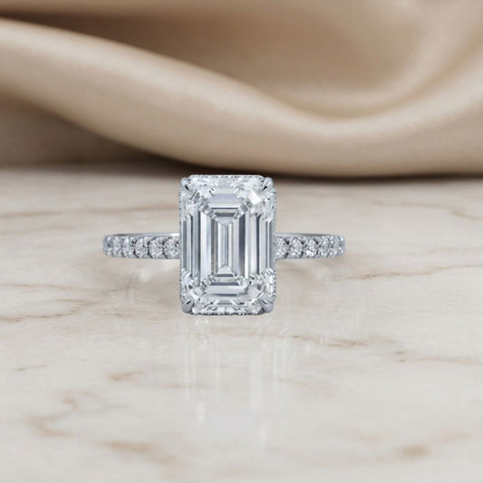 Emerald Cut Moissanite Solitaire Rings