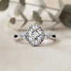 Finora Jewelry Oval Halo Diamond Engagement Ring – Twisted Pavé Band with Pear Accents – Available in 10K, 14K Gold (White, Rose, Yellow), 925 Sterling Silver & Platinum