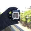 Bust Down Watch Iced Out Watch Women 41mm Black Dial Red Roman Square Watch Leather Strap