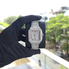Iced Out Bust Down Watch 36mm Women | Roman pink Letters