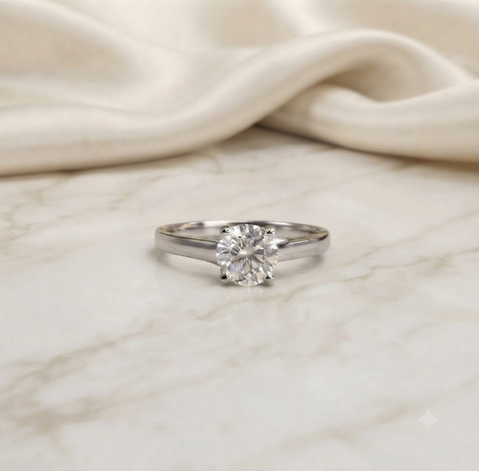 Round Cut Moissanite Solitaire Engagement Ring – Finora Jewelry