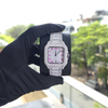 Iced Out Bust Down Watch 41mm Men | White Icedout Watch Pink Roman Dial