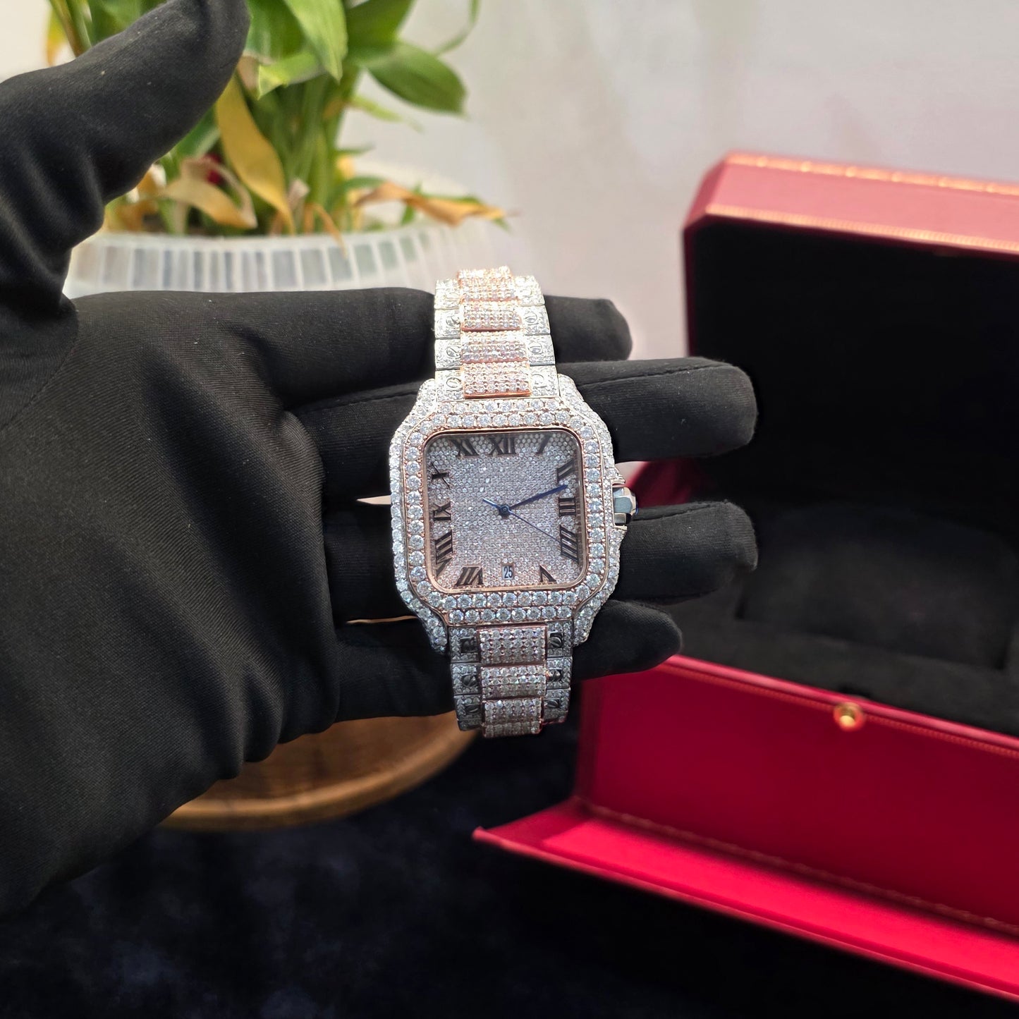 icedout premium customized watch | two tone | white and rose | bust down watch