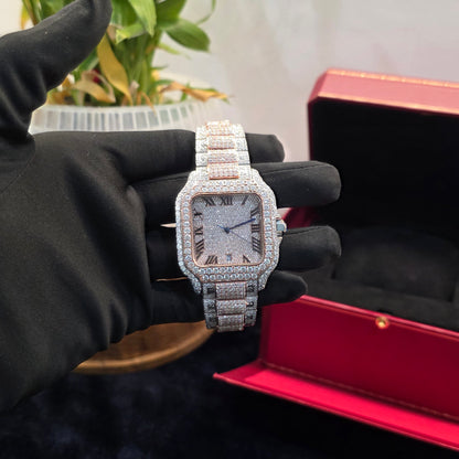 Icedout Premium Customized Watch | Two Tone | White and Rose | Bust down Watch