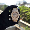 Iced Out Bust Down Watch 41mm Men | Yellow Icedout Watch Flat Band