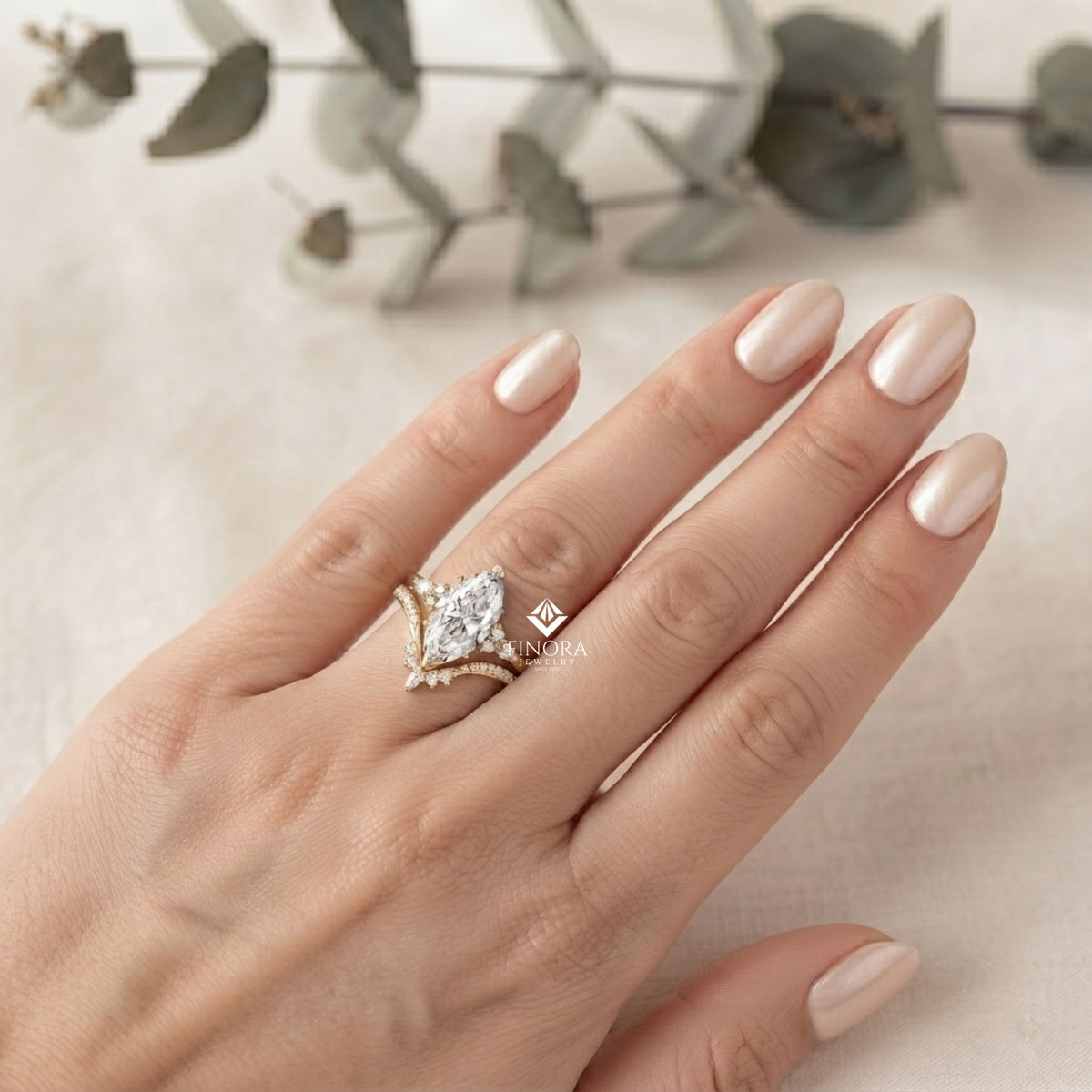marquise cluster bridal set – celestial crown ring
