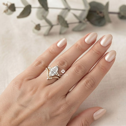 Marquise Cluster Bridal Set – Celestial Crown Ring