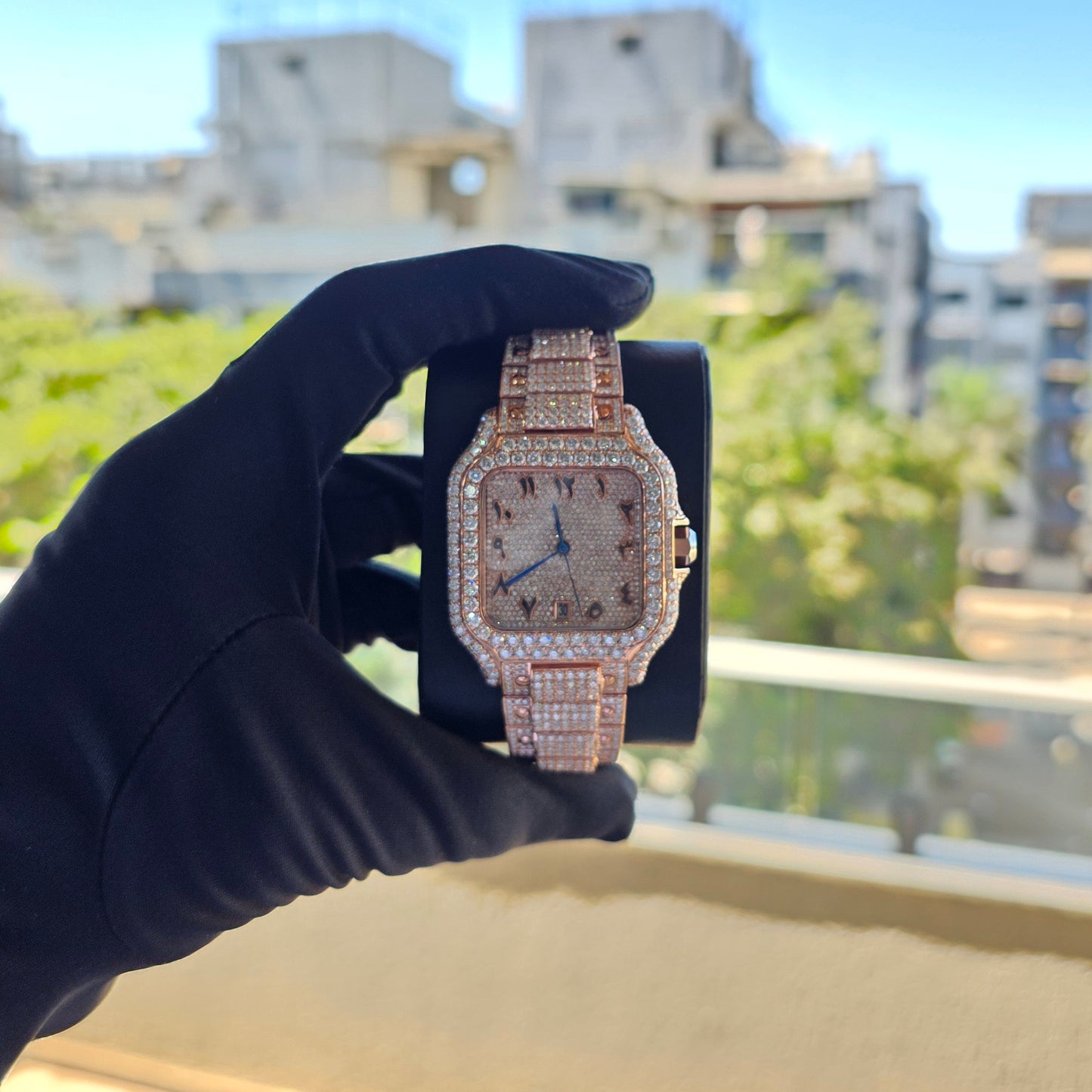 iced out watch |full rose | arabic letter | customized watch | buss down watch | 41 mm watch