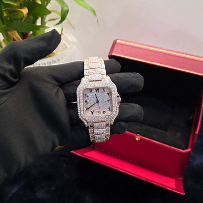 Iced Out Watch |Full Rose | Arabic Letter | Customized Watch | Buss Down Watch | 41 MM Watch