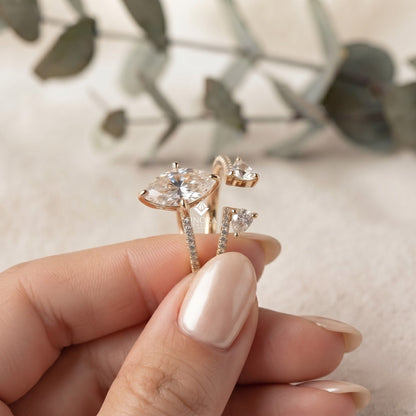 Marquise Wedding Ring Set – Elegant Gold Bridal Ring – Fine Jewelry for Engagement