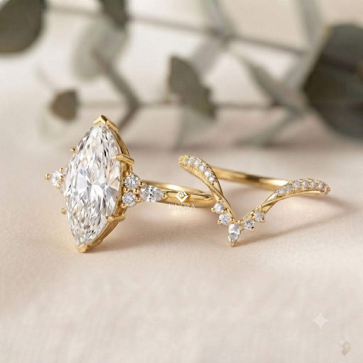 marquise cluster bridal set – celestial crown ring