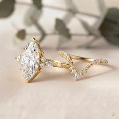 Marquise Cluster Bridal Set – Celestial Crown Ring