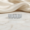 Oval Cut Moissanite Half Eternity Wedding Band, Stackable Ring – Finora Jewelry