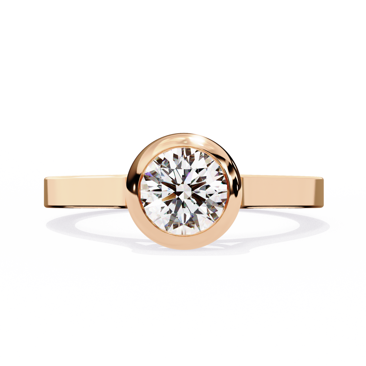 minimalist round moissanite bezel set ring – modern solitaire for promise, engagement or birthday gift – 925 silver / 10k / 14k gold / platinum – white / yellow / rose gold – finora jewelry