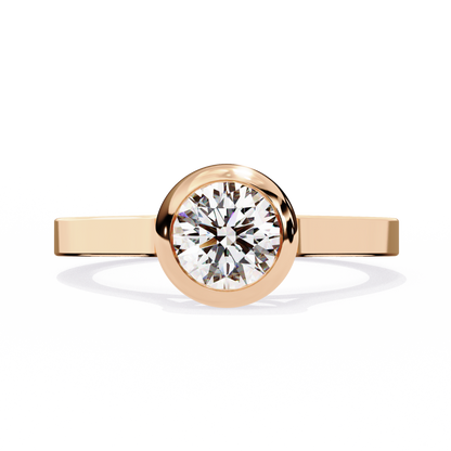 Minimalist Round Moissanite Bezel Set Ring – Modern Solitaire for Promise, Engagement or Birthday Gift – 925 Silver / 10K / 14K Gold / Platinum – White / Yellow / Rose Gold – Finora Jewelry