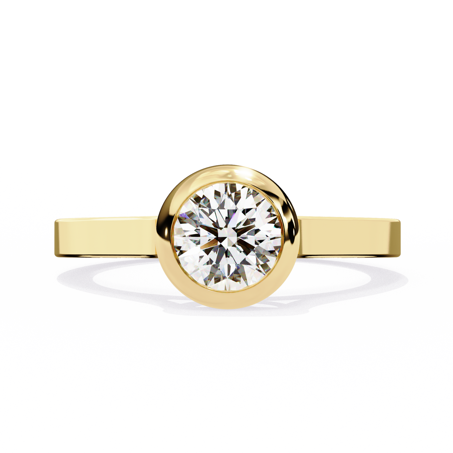 minimalist round moissanite bezel set ring – modern solitaire for promise, engagement or birthday gift – 925 silver / 10k / 14k gold / platinum – white / yellow / rose gold – finora jewelry