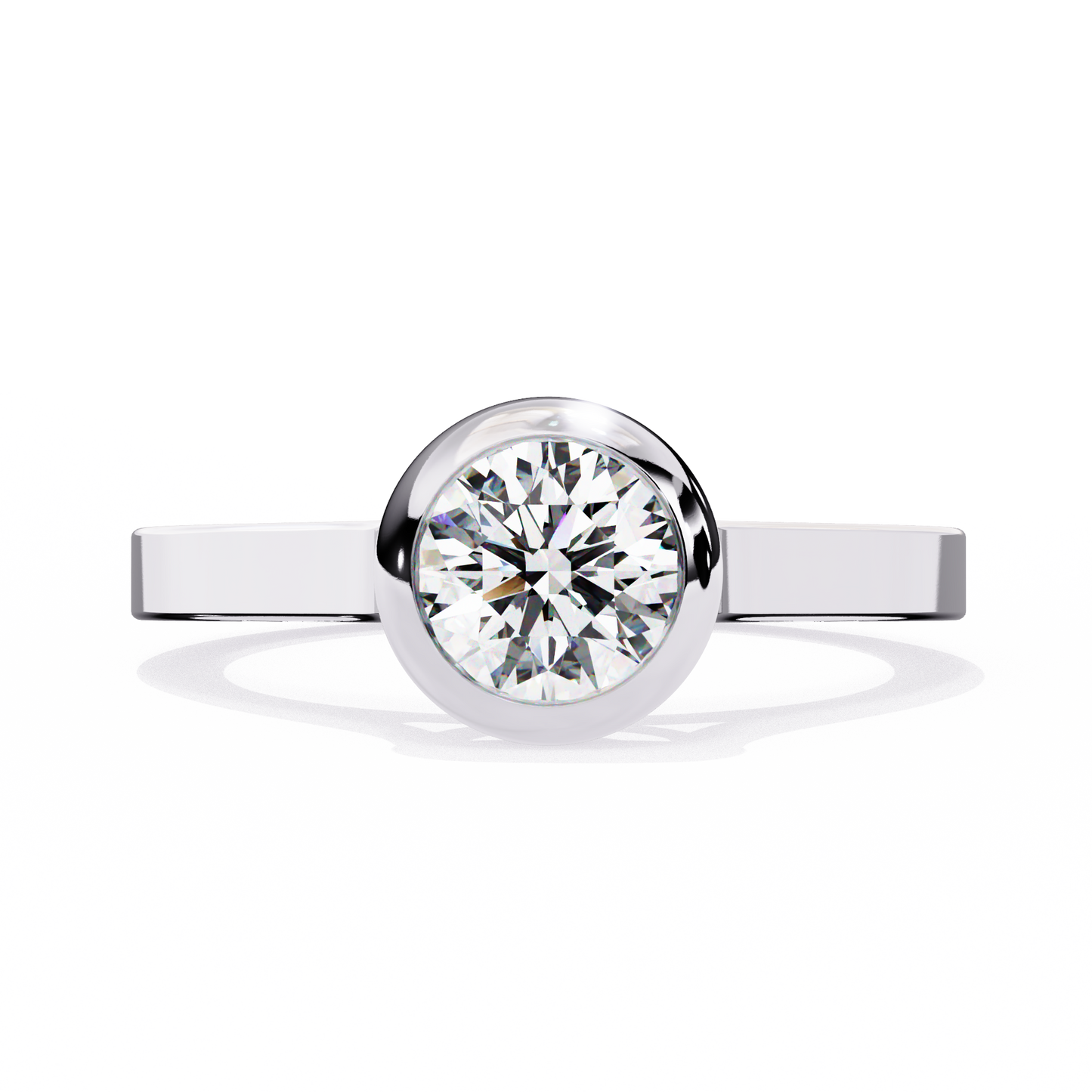 minimalist round moissanite bezel set ring – modern solitaire for promise, engagement or birthday gift – 925 silver / 10k / 14k gold / platinum – white / yellow / rose gold – finora jewelry