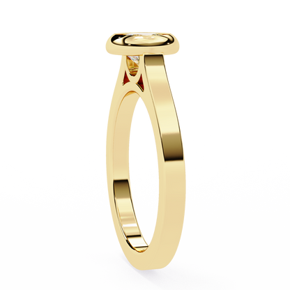 Minimalist Round Moissanite Bezel Set Ring – Modern Solitaire for Promise, Engagement or Birthday Gift – 925 Silver / 10K / 14K Gold / Platinum – White / Yellow / Rose Gold – Finora Jewelry