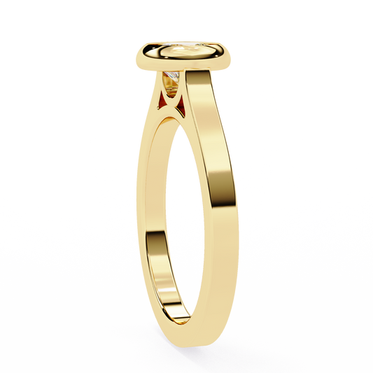 Minimalist Round Moissanite Bezel Set Ring – Modern Solitaire for Promise, Engagement or Birthday Gift – 925 Silver / 10K / 14K Gold / Platinum – White / Yellow / Rose Gold – Finora Jewelry
