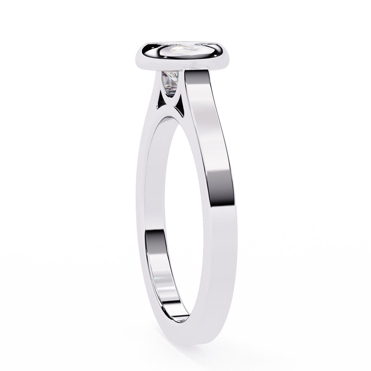 minimalist round moissanite bezel set ring – modern solitaire for promise, engagement or birthday gift – 925 silver / 10k / 14k gold / platinum – white / yellow / rose gold – finora jewelry