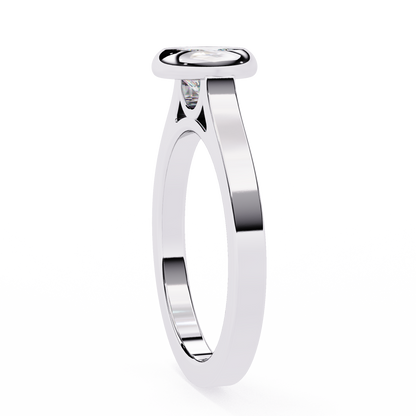 Minimalist Round Moissanite Bezel Set Ring – Modern Solitaire for Promise, Engagement or Birthday Gift – 925 Silver / 10K / 14K Gold / Platinum – White / Yellow / Rose Gold – Finora Jewelry