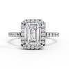 Emerald Cut Halo Ring with Diamond Accents by Finora Jewelry