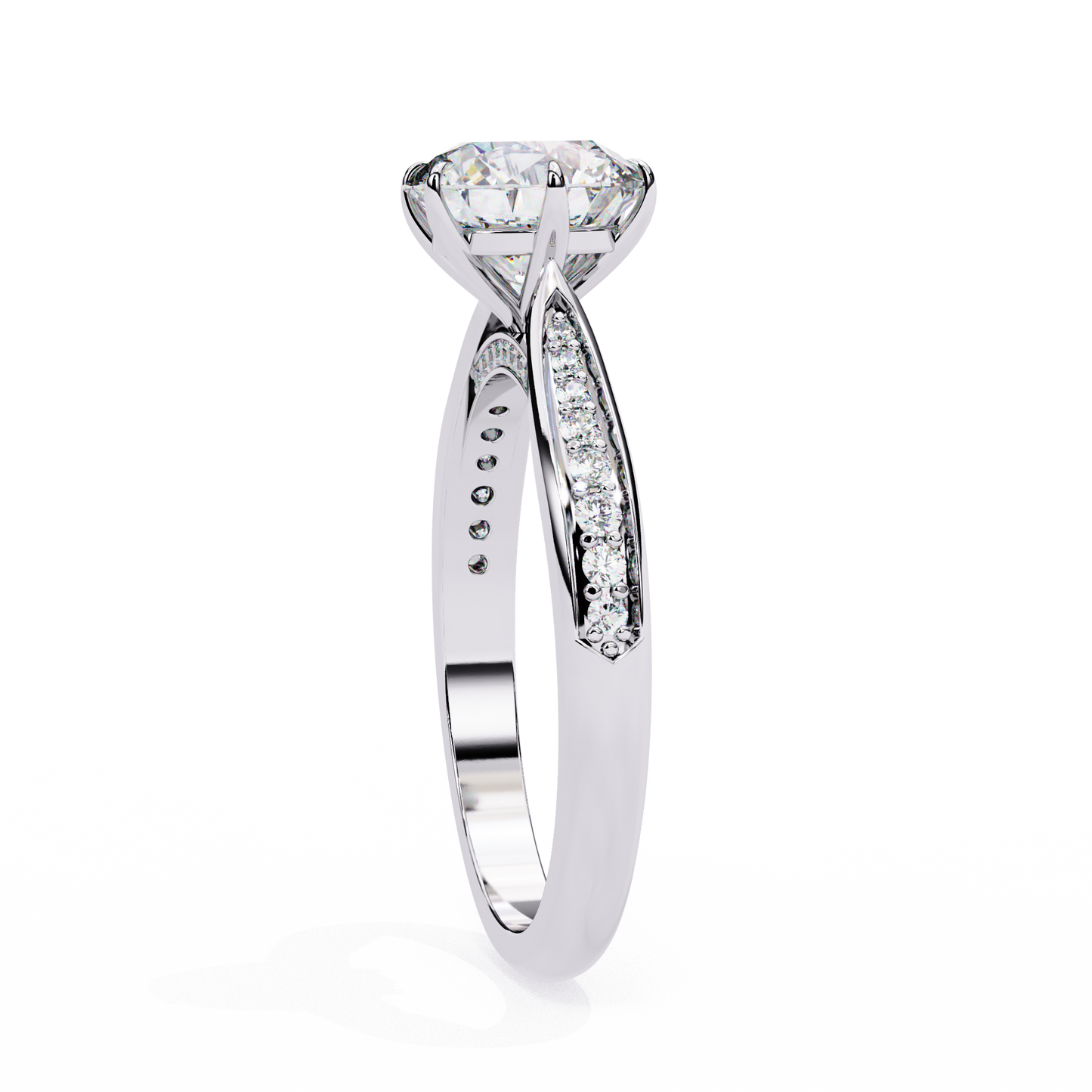 brilliant round cut engagement ring with pavé diamond band – ideal birthday gift or proposal ring – classic elegance in sterling silver, 10k/14k gold, or platinum – finora luxe edition