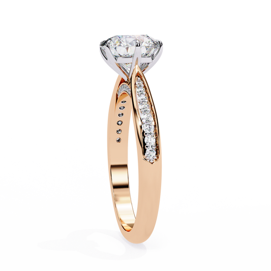 Brilliant Round Cut Engagement Ring with Pavé Diamond Band – Ideal Birthday Gift or Proposal Ring – Classic Elegance in Sterling Silver, 10K/14K Gold, or Platinum – Finora Luxe Edition
