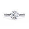 Brilliant Round Cut Engagement Ring with Pavé Diamond Band – Ideal Birthday Gift or Proposal Ring – Classic Elegance in Sterling Silver, 10K/14K Gold, or Platinum – Finora Luxe Edition