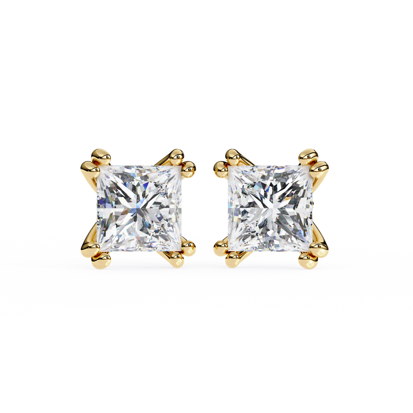 timeless radiance princess moissanite stud earrings – finora jewelry