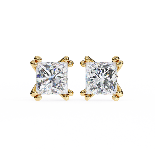 Timeless Radiance Princess Moissanite Stud Earrings – Finora Jewelry