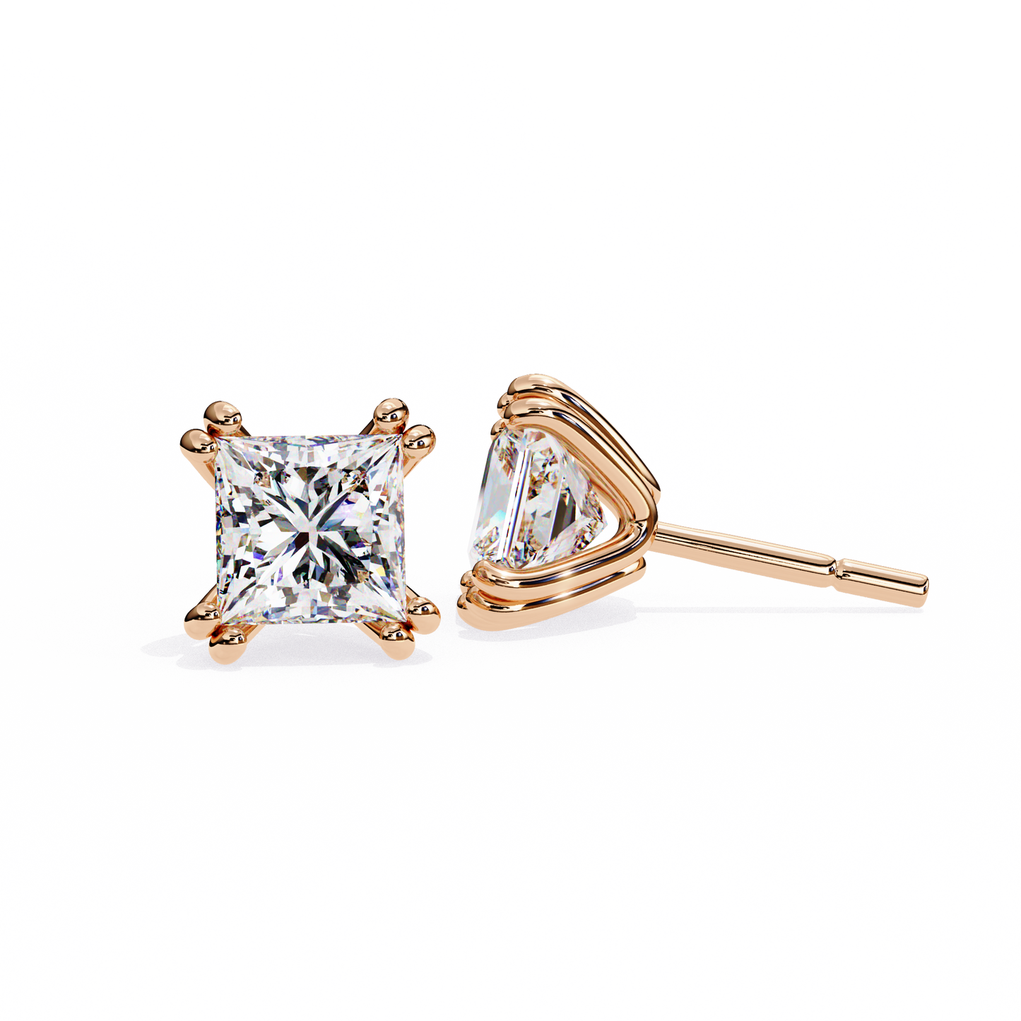 timeless radiance princess moissanite stud earrings – finora jewelry