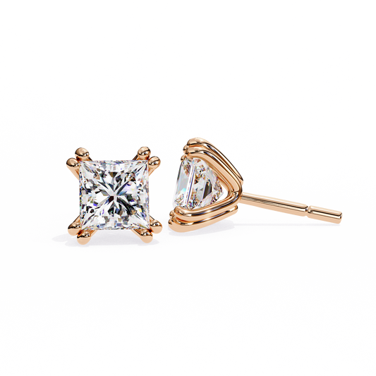 Timeless Radiance Princess Moissanite Stud Earrings – Finora Jewelry